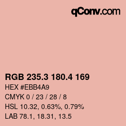 カラーコード: RGB 235.3 180.4 169 | qconv.com