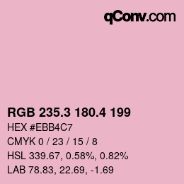 カラーコード: RGB 235.3 180.4 199 | qconv.com