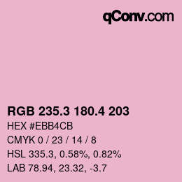 カラーコード: RGB 235.3 180.4 203 | qconv.com