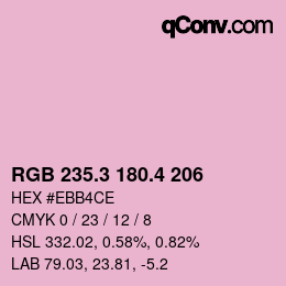 カラーコード: RGB 235.3 180.4 206 | qconv.com