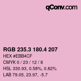 カラーコード: RGB 235.3 180.4 207 | qconv.com