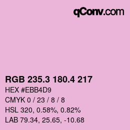 カラーコード: RGB 235.3 180.4 217 | qconv.com