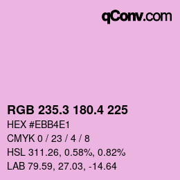 カラーコード: RGB 235.3 180.4 225 | qconv.com