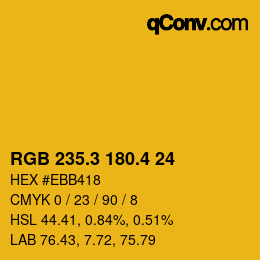 カラーコード: RGB 235.3 180.4 24 | qconv.com