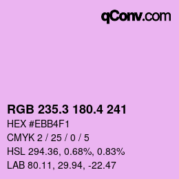 カラーコード: RGB 235.3 180.4 241 | qconv.com