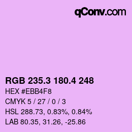 カラーコード: RGB 235.3 180.4 248 | qconv.com