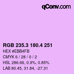 カラーコード: RGB 235.3 180.4 251 | qconv.com