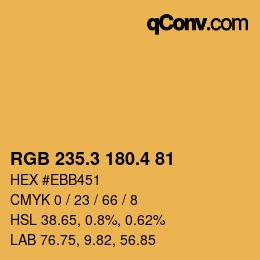 カラーコード: RGB 235.3 180.4 81 | qconv.com
