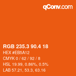 カラーコード: RGB 235.3 90.4 18 | qconv.com