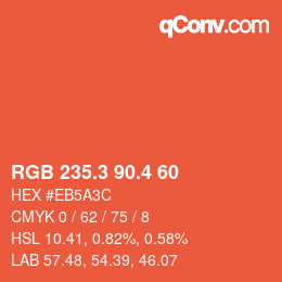 カラーコード: RGB 235.3 90.4 60 | qconv.com