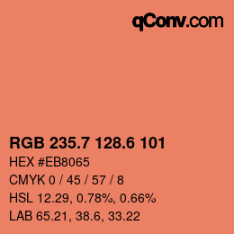 カラーコード: RGB 235.7 128.6 101 | qconv.com