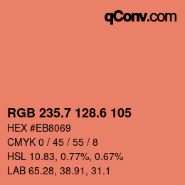 カラーコード: RGB 235.7 128.6 105 | qconv.com