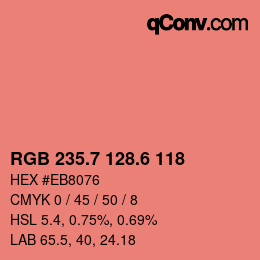 カラーコード: RGB 235.7 128.6 118 | qconv.com