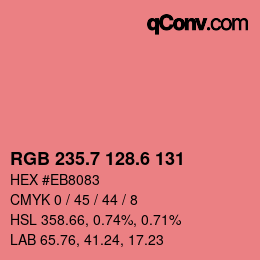 カラーコード: RGB 235.7 128.6 131 | qconv.com