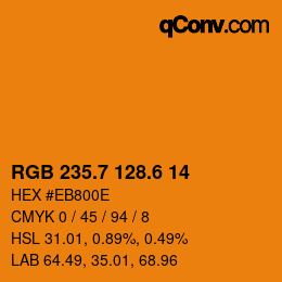 カラーコード: RGB 235.7 128.6 14 | qconv.com