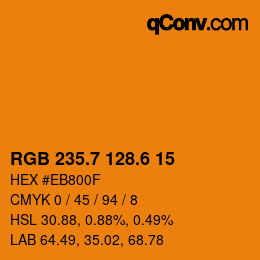 カラーコード: RGB 235.7 128.6 15 | qconv.com