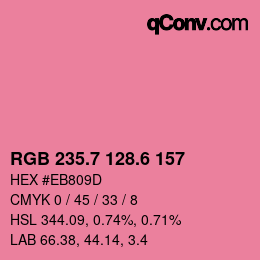 カラーコード: RGB 235.7 128.6 157 | qconv.com