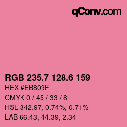 カラーコード: RGB 235.7 128.6 159 | qconv.com