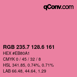 カラーコード: RGB 235.7 128.6 161 | qconv.com
