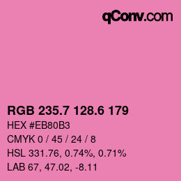 カラーコード: RGB 235.7 128.6 179 | qconv.com