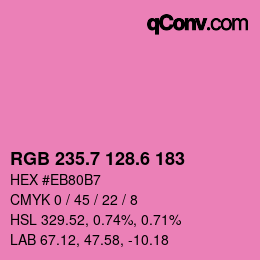 カラーコード: RGB 235.7 128.6 183 | qconv.com