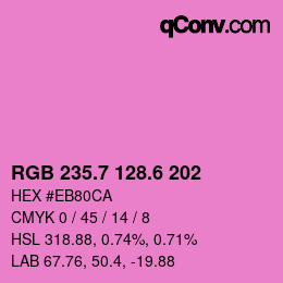 カラーコード: RGB 235.7 128.6 202 | qconv.com