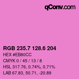 カラーコード: RGB 235.7 128.6 204 | qconv.com