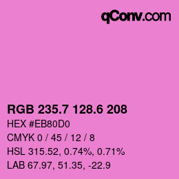 カラーコード: RGB 235.7 128.6 208 | qconv.com