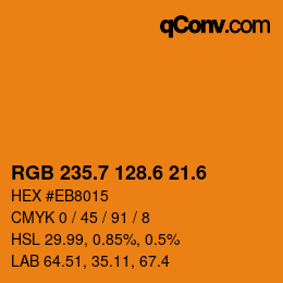 カラーコード: RGB 235.7 128.6 21.6 | qconv.com