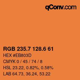 カラーコード: RGB 235.7 128.6 61 | qconv.com