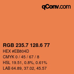 カラーコード: RGB 235.7 128.6 77 | qconv.com
