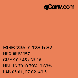 カラーコード: RGB 235.7 128.6 87 | qconv.com