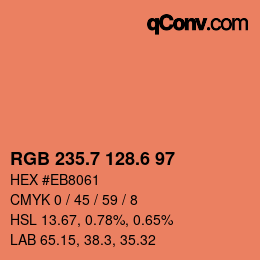 カラーコード: RGB 235.7 128.6 97 | qconv.com