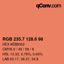 カラーコード: RGB 235.7 128.6 98 | qconv.com