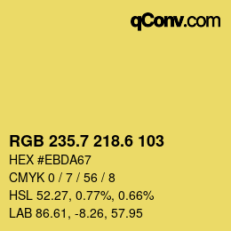 カラーコード: RGB 235.7 218.6 103 | qconv.com