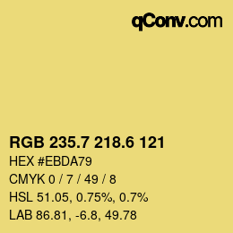 カラーコード: RGB 235.7 218.6 121 | qconv.com