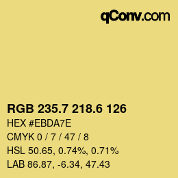 カラーコード: RGB 235.7 218.6 126 | qconv.com