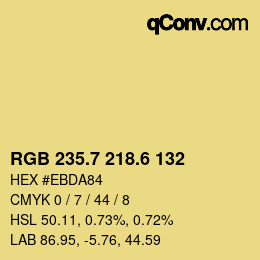カラーコード: RGB 235.7 218.6 132 | qconv.com