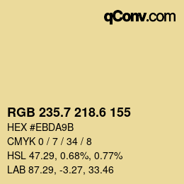 カラーコード: RGB 235.7 218.6 155 | qconv.com