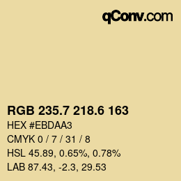 カラーコード: RGB 235.7 218.6 163 | qconv.com