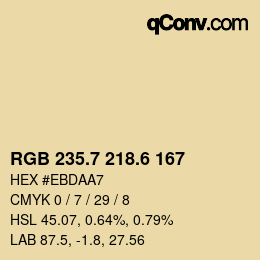 カラーコード: RGB 235.7 218.6 167 | qconv.com