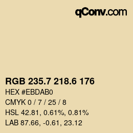 カラーコード: RGB 235.7 218.6 176 | qconv.com