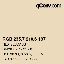 カラーコード: RGB 235.7 218.6 187 | qconv.com