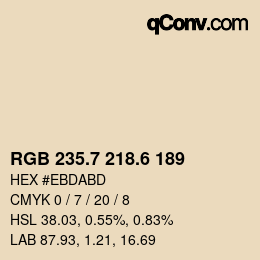 カラーコード: RGB 235.7 218.6 189 | qconv.com