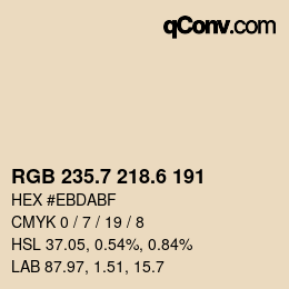 カラーコード: RGB 235.7 218.6 191 | qconv.com