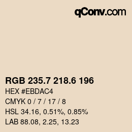 カラーコード: RGB 235.7 218.6 196 | qconv.com