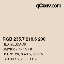 カラーコード: RGB 235.7 218.6 200 | qconv.com