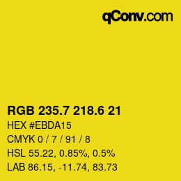 カラーコード: RGB 235.7 218.6 21 | qconv.com