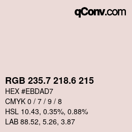 カラーコード: RGB 235.7 218.6 215 | qconv.com