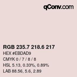 カラーコード: RGB 235.7 218.6 217 | qconv.com